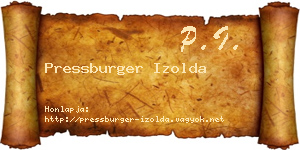 Pressburger Izolda névjegykártya